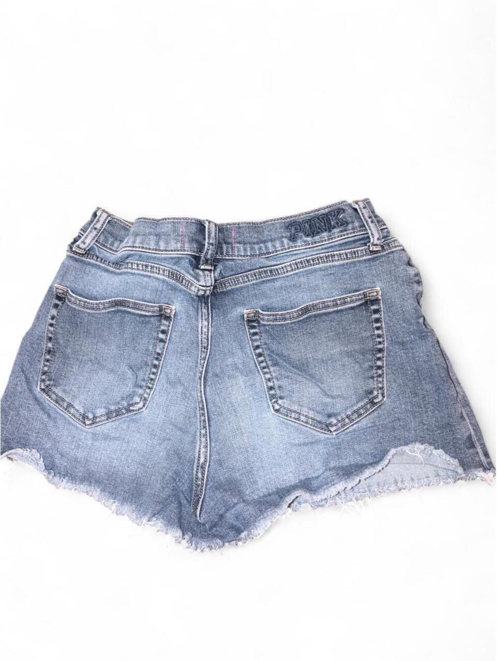 PINK Victoria’s Secret Distressed Denim Cutoff Shorts – Medium Wash – size 8